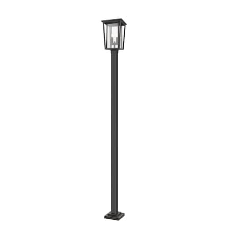 Z-Lite Seoul 2 Light Outdoor Post Mounted Fixture, Oil Rubbed Bronze & Clear 571PHBS-536P-ORB